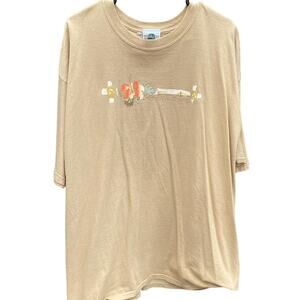 Universal Studios Vintage Tan Brown Hawaiian Tiki Shirt Size 2XL